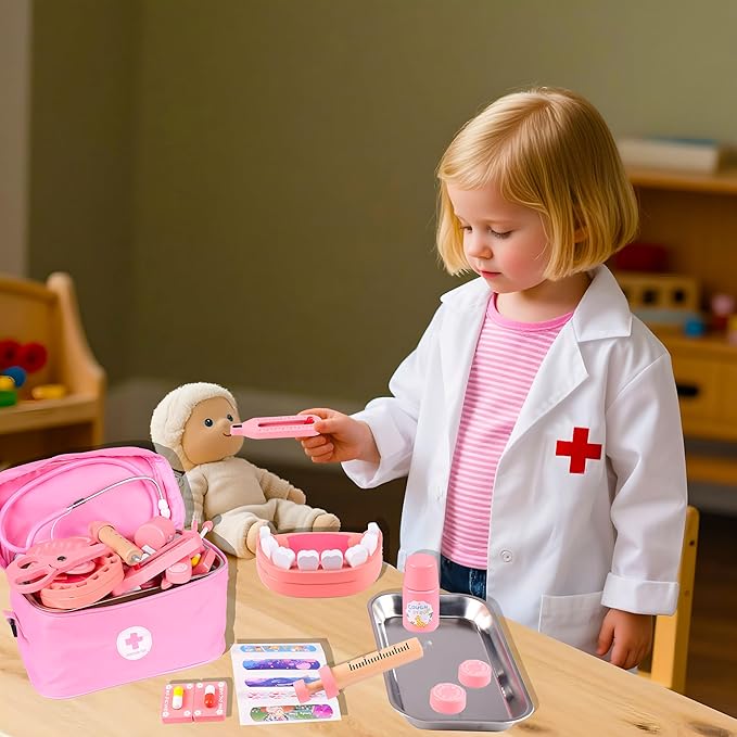 Doctor Kit for Kids, 32 Pcs Pretend Playset for Toddlers, Doctor kit for Toddlers 3-5, with Medical Bag, Stethoscope and Other Accessories, for Boys and Girls Fun Role Playing Game