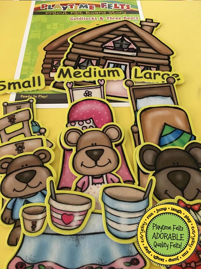 Goldilocks and Three Bears Felt Story Set | 19 PRECUT & Ready to Play Colorful & Durable Felt Pieces for Toddlers, Preschool & Kindergarten | Reusable Felt Board Stories by PlaytimeFelts
