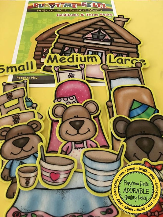 Goldilocks and Three Bears Felt Story Set | 19 PRECUT & Ready to Play Colorful & Durable Felt Pieces for Toddlers, Preschool & Kindergarten | Reusable Felt Board Stories by PlaytimeFelts