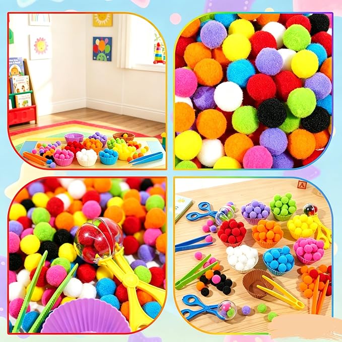 Bbiamsleep 180 Pcs Sensory Bin Fillers, Sensory Bin Pompoms - Image 5