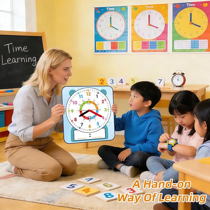 ANCOMEDO 2 Pack Magnetic Writable Dry Erase Teaching Clock, Large 12" Teaching Demonstration Clock for Kids Learning Time with Cute Style for Home School Classroom Supplies(12" x 11") - Image 5