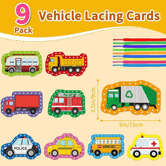 Vehicle Lacing Cards, Sewing Kit for Kids,Fine Motor Skills Toys - Image 2