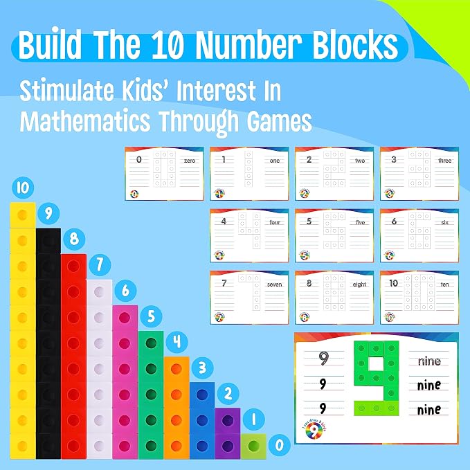 Math Linking Cubes, 100 Math Cube Manipulatives with 30 Learning Activities Number Counting Blocks Snap Linking Math Counters Fun & Educational Pre-K Counting Blocks for Preschool Kindergarten - Image 3