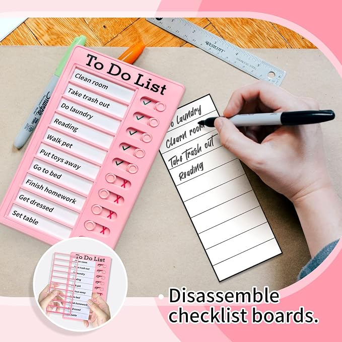 Chore Chart for Kids,To Do List, Daily Routine Chart, and Schedule Board-Checklist and Portable Memo for Efficient Task Management and Planning (pink) - Image 2