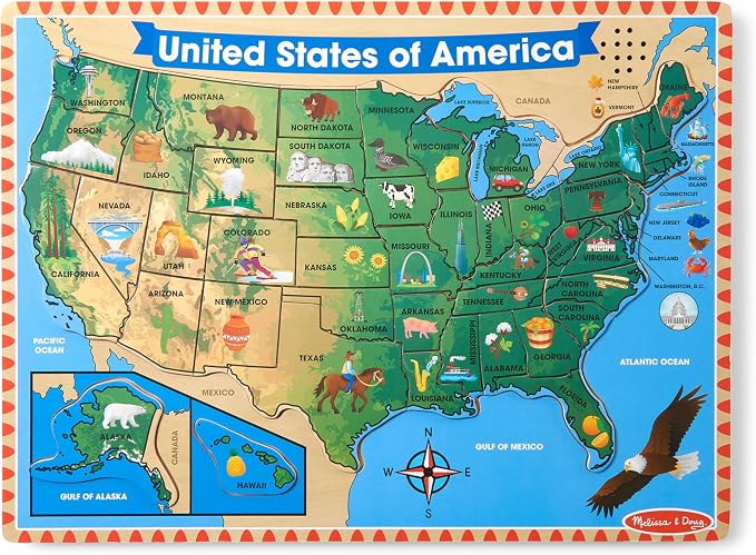 Melissa & Doug USA Map Sound Puzzle - Wooden Puzzle with Sound Effects (40 pcs) by Unknown