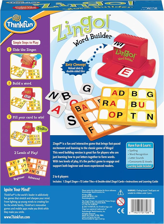 ThinkFun 7706-T Zingo Word Builder Early Reading Game - Award Winning Game for Pre-Readers and Early Readers - Image 8