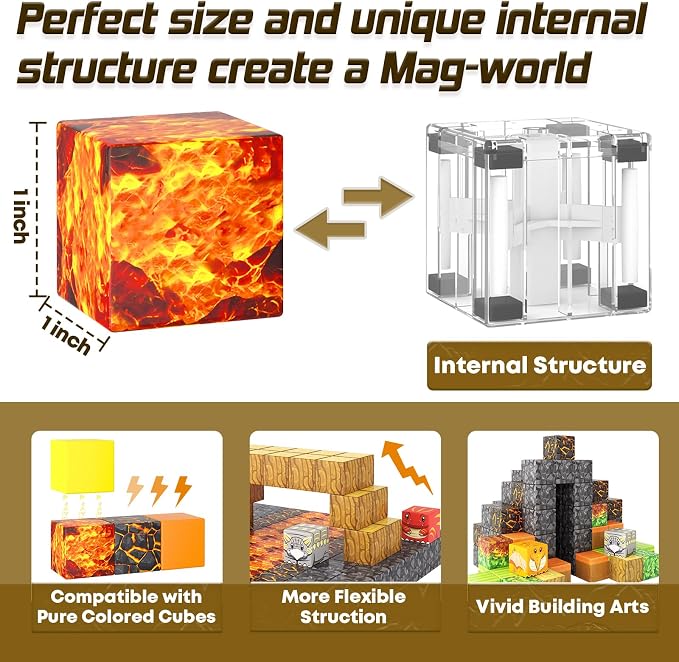 Dinosaur Toys Magnetic Blocks Volcano Edition - STEM Toys for Kids Age 3+ - Image 5