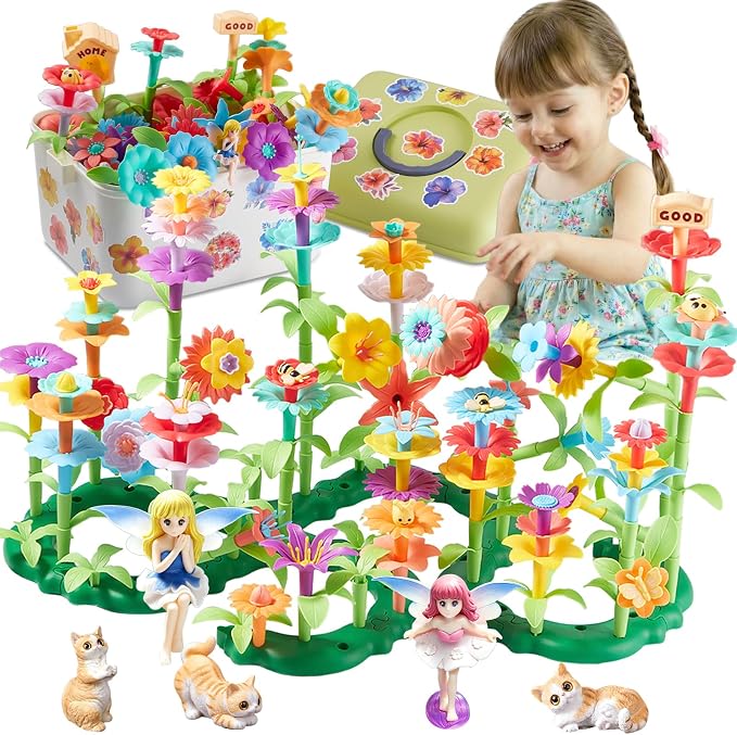 194 Pcs Flower Garden Building Toy Set, STEM Toy Gift for Kids by Unknown