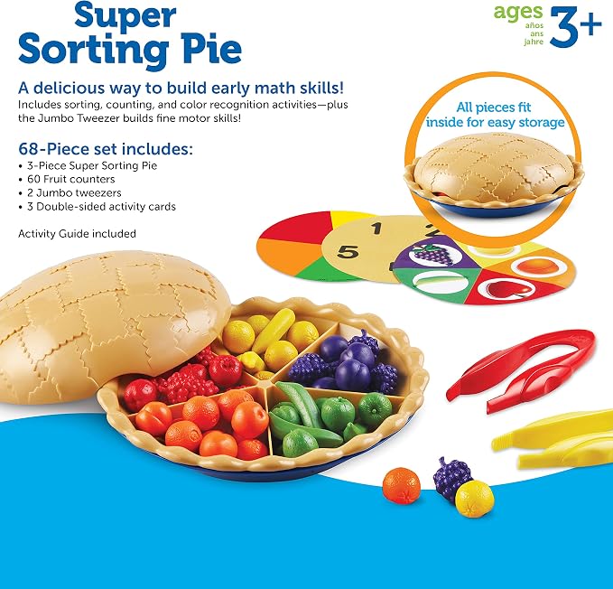 Learning Resources Super Sorting Pie - Sorting and Matching, Fine Motor Skills, Food Toys, Color Recognition, Counting Game, Preschool, Toddler Math Manipulatives, Gifts for Boys and Girls - Image 8