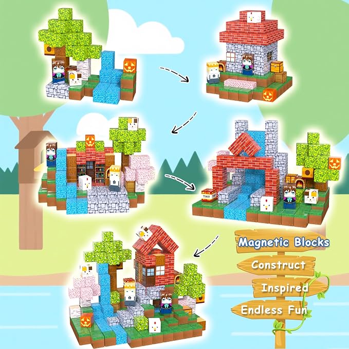 200PCS Magnetic Building Blocks for Kids, Age 3-5 4-8 8-12 - Image 3