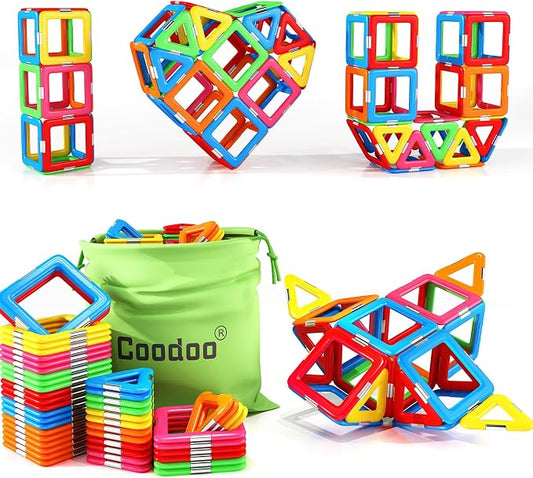 Upgraded Magnetic Blocks Tough Tiles STEM Toys for 3+ Year Old Boys & Girls by Coodoo