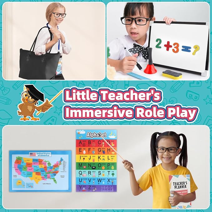 wookidel Pretend Play Teacher Set for Kids, Pretend Play Toy School Stuff - Image 4