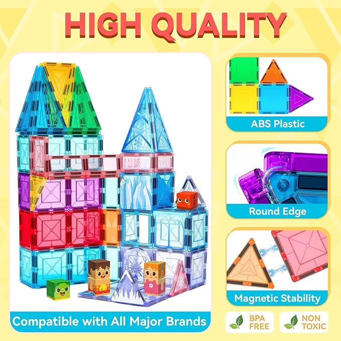 VigorFun Magnetic Tiles Building Toys Set with 8 Magnetic Blocks for Kids - Image 4