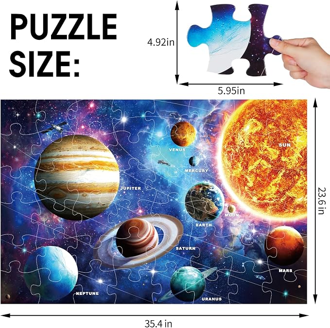 Jumbo Floor Puzzle for Kids,48 Piece Solar System Jigsaw Puzzle Ages 3-8 - Image 2