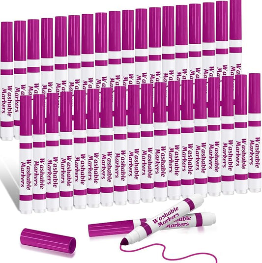 Janlaugh 36 Pcs Rose Pink Washable Markers Bulk Coloring Broad Line Markers for Kids Rose Pink Conical Tip Drawing Pen for Christmas School Travel Art Baby Shower Gender Reveal Party Supplies, Ages 6+