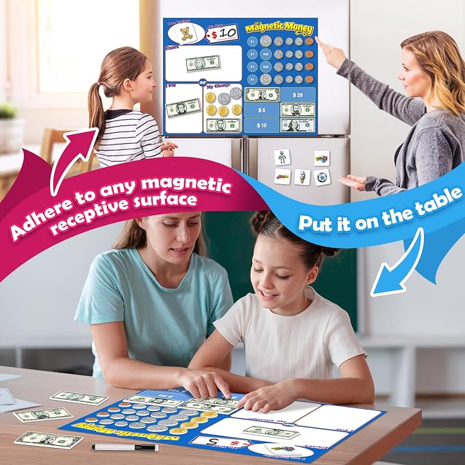 Kasfalci 73 PCS Magnetic Money for Kids for Learning, Back to School Supplies, Learning & Education Toys for Classroom, Pretend Play, Math Games for Toddler, Teacher and Homeschool Supplies - Image 3