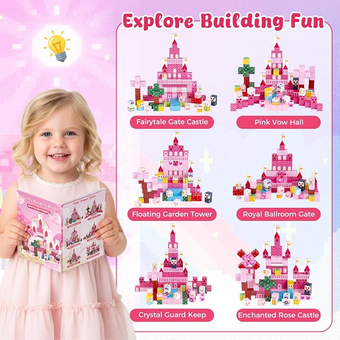 3 otters 150PCS Magnetic Blocks, with a Storage Bag, Princess Castle - Image 8
