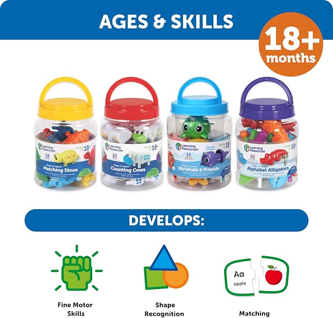 Learning Resources Snap-n-Learn Matching Dinos - Dinosaur Toys, Mini Plastic Figures, Sensory Bin, Toddler Travel Games, Shape Sorter, Preschool, Fine Motor Skills, Montessori Counting - Image 7