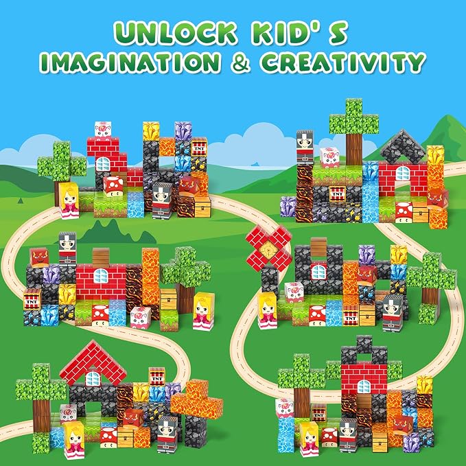 Axirata 60PCS Mini Magnetic Blocks Travel Set for Kids, Mini Magnetic Tiles Building Cubes with Portable Iron Box, STEM Learning Sensory Toy for Toddler Boys Girls Age 3-5 4-8 8-12+ - Image 3