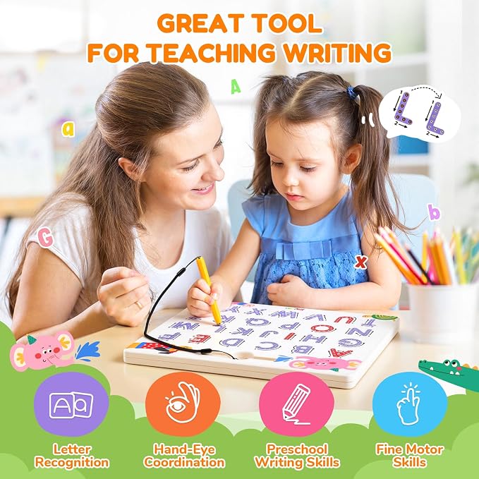 JoyCat Magnetic Animal Letter Tracing Board, Double-Sided ABC Writing Toy - Image 6