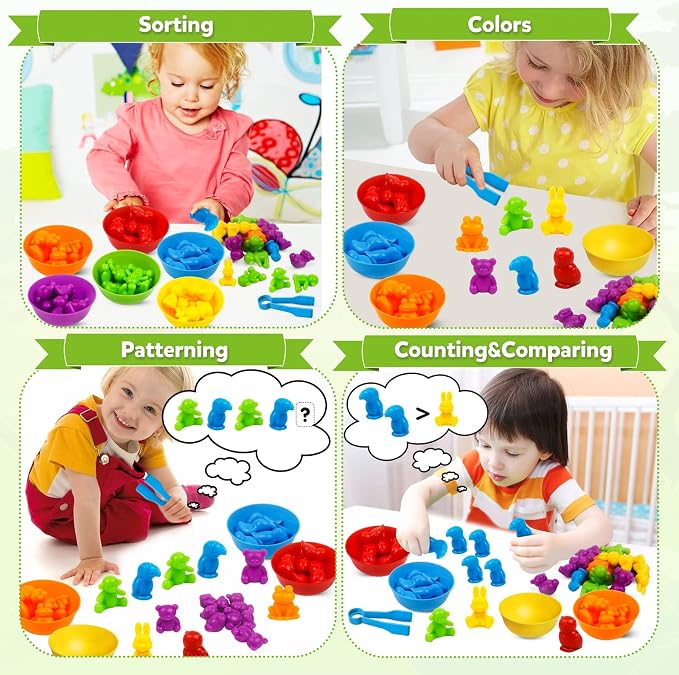 Counting Animal Matching Games Color Sorting Toys with Bowls Preschool Learning Activities for Math Educational Sensory Training Montessori Toy Easter Gifts for Toddlers Kids Boys Girls Ages 3 4 5 6 - Image 6