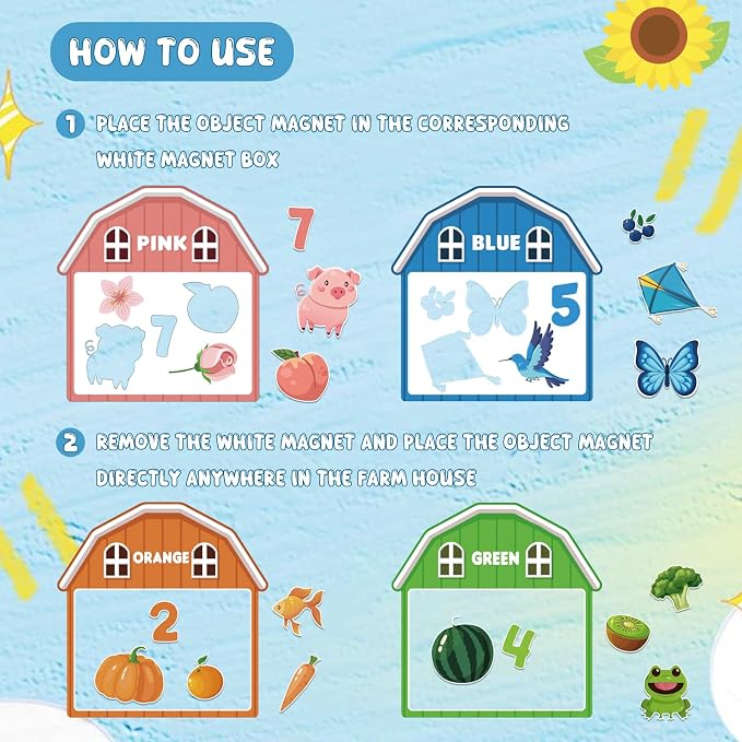 10Pcs Magnetic Color Sorting Cute Farm Animal Fridge Magnets for Toddlers - Image 2