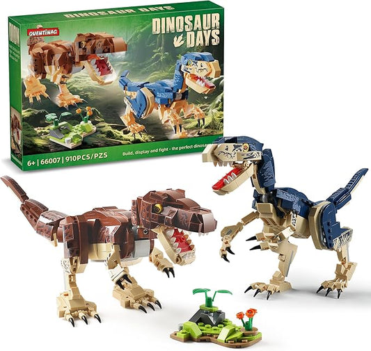 910-Piece Dinosaur Toy Building Sets, Build Mighty T.rex & Velociraptor, Dinos World Building Kit for Boys and Girls Ages 6+ Year Old, Gift Ideas for Christmas and Birthdays