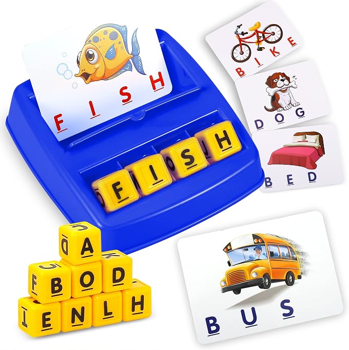 Fenikso Matching Letter Game, Alphabet Spelling & Reading Words, Objects & Color Recognition, Early Learning Educational Toy for Preschool & Kindergarten Kids Over 3-8 Years Old, Best Gifts by Fenikso