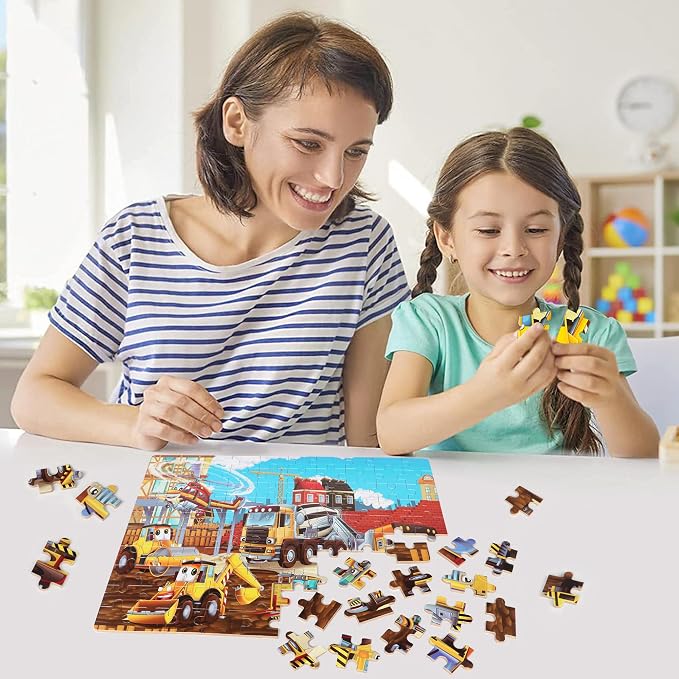 LELEMON Puzzles for Kids Ages 4-8 Construction Vehicles 100 Piece Puzzles for Kids Educational Jigsaw Puzzles Toys Gift for Boys Girls Age 4, 5, 6, 7, 8 Years Old - Image 6