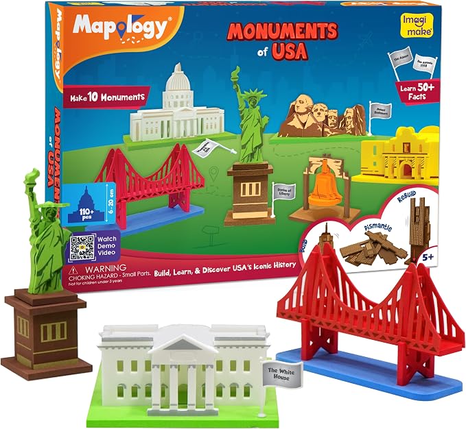 Imagimake Mapology - Monuments of USA, Build 10 3D Famous Landmarks by Imagimake
