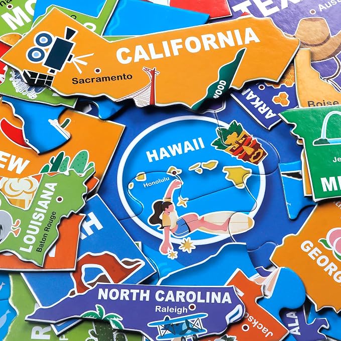 Jumbo Floor Puzzle for Kids,70-Piece USA Map Jigsaw Puzzle Ages 3-8 - Image 3