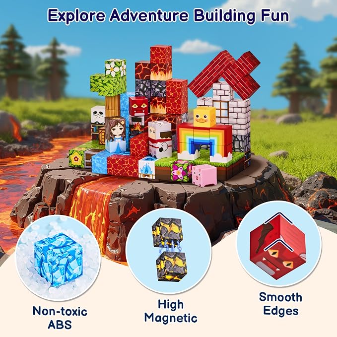 100PCS Magnetic Blocks, Magnetic Building Blocks Cubes Tiles for Kid - Image 3