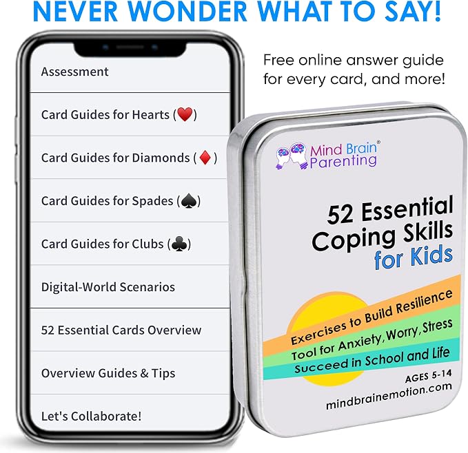 Mind Brain Emotion 52 Essential Coping Skills for Kids + Free Online Learning Library: CBT Calm Down Cards for Anxiety, Anger & Big Feelings - Emotional Regulation SEL Therapy Game, Ages 5-14 - Image 5
