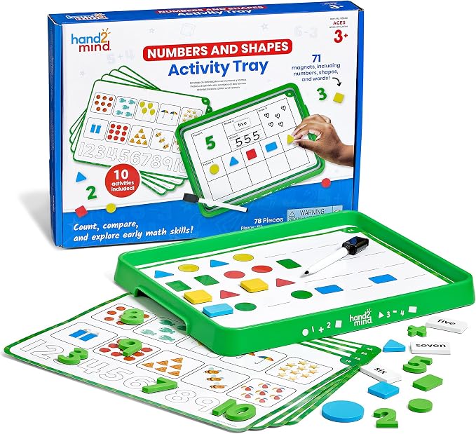 hand2mind Numbers and Shapes Activity Tray, Includes 10 Activities, Ages 3+ by hand2mind