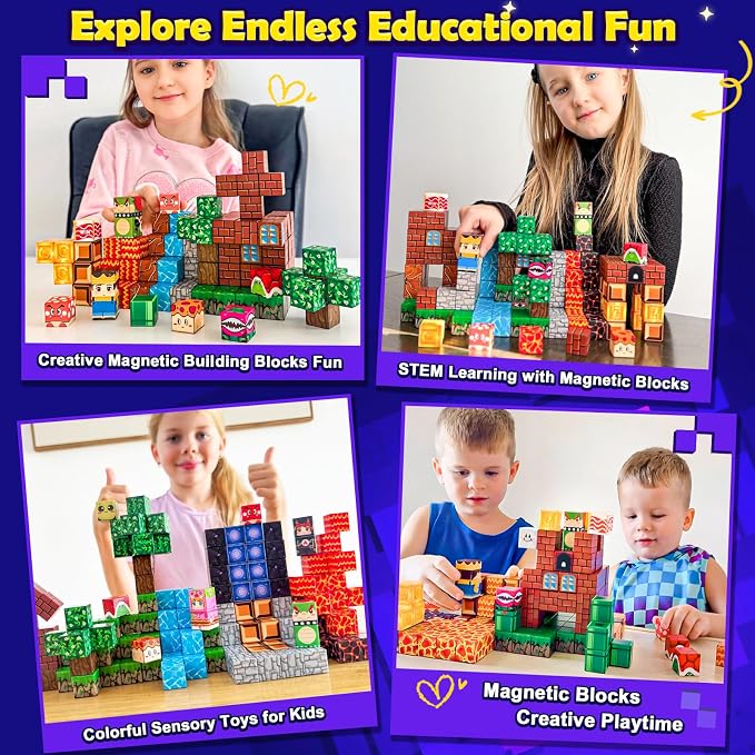200PCS Magnetic Blocks Educational Toys for Kids Ages 3-5 4-8 3-12 Gifts - Image 2