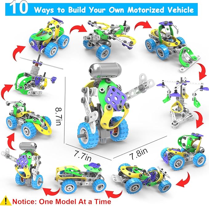 10 in 1 Electric STEM Toys for 5 6 7 8 9+ Year Old Boy Girl Birthday Gifts Educational Building Toys for Kids Ages 4-8 5-7 8-12 Stem Activities Construction Toy for Boys 6-8 8-10 Valentine Idea Gift