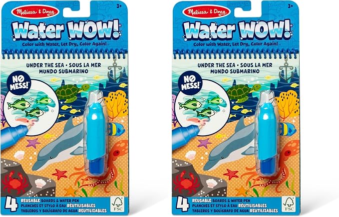 Melissa & Doug On The Go Water Wow! Mess Free Coloring Book,Reusable Water-Reveal Activity Pad,Under The Sea,Travel Toys,Party Favors,for Toddlers & Kids Ages 3+ - FSC Certified,(Pack of 2) by Unknown