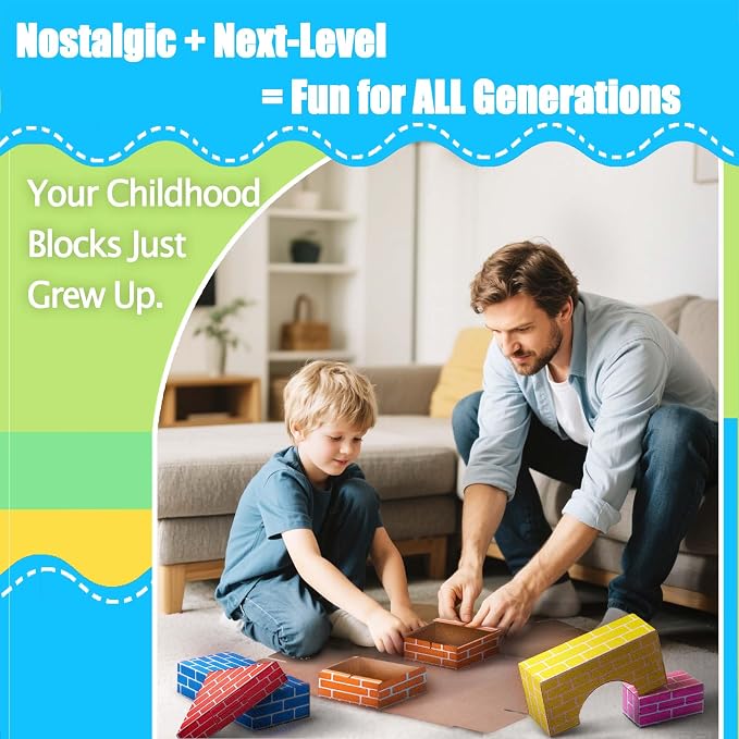 48-Pack Cardboard Building Blocks for Kids: Heavy-Duty Jumbo Stacking Gifts - Image 7