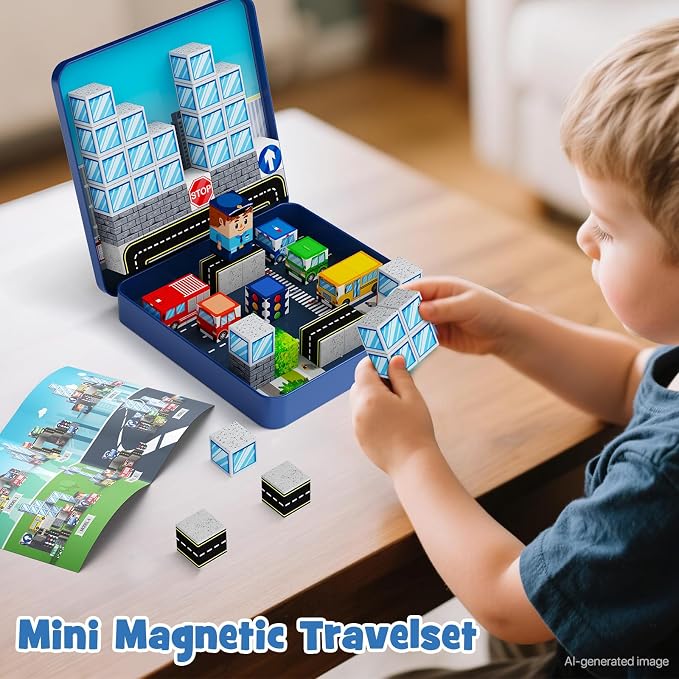 City Traffic Magnetic Blocks Set Fully Encased Magnets Non-Toxic - Image 6