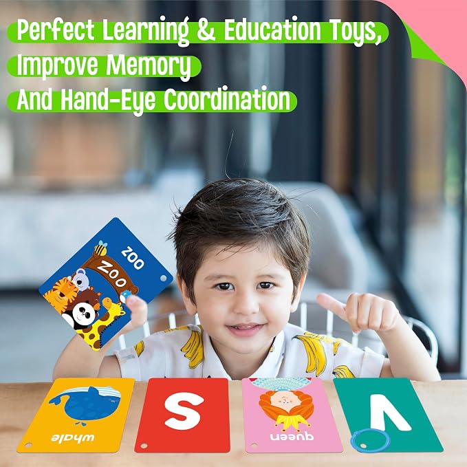 SpriteGru Alphabet Flash Cards, 52 Double Sided Cards, Uppercase & Lowercase Letter Cards, Letters and Sight Words Learning Cards for Preschool and Toddlers Learning - Image 5