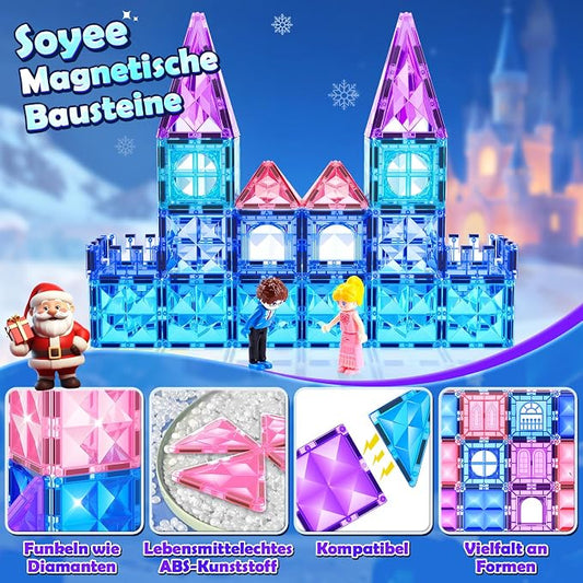 Diamond Magnetic Building Blocks for Kids - Princess Castle Magnetic Tiles Toys for 3-8 Year Old Girls & Boys - 3 4 5 6 Year Old Girl Birthday Xmas Gifts - STEM Educational Toys for Creative Play - Image 2