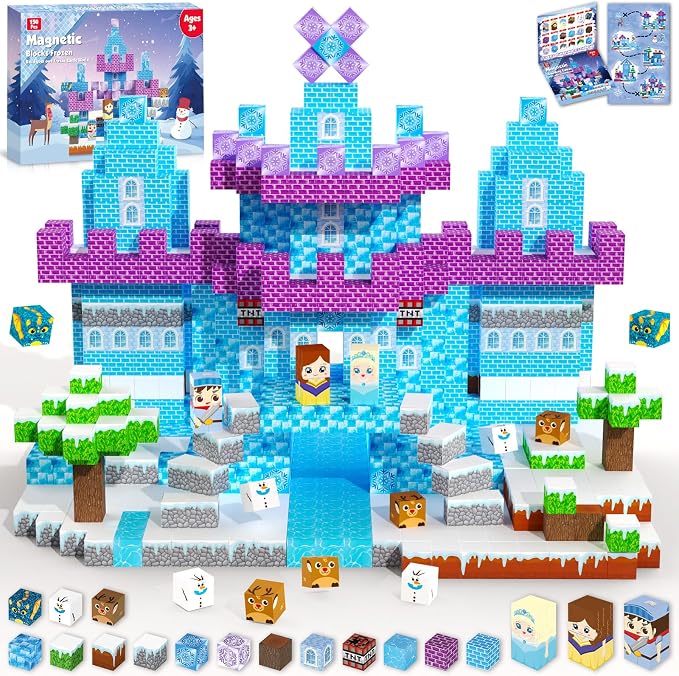 ToyUnited 150PCS Magnetic Blocks - Magnet Building Blocks, Magnet Cubes Tiles Princess Castle Toy, STEM Montessori Sensory Stacking Toys Birthday Gift for Kids Ages 3 4 5 6 7 8 9 10+ Years Old by BuildCreateExplore