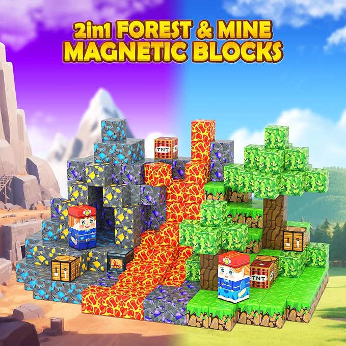 Toyvimo Magnetic Blocks 100PCS Kids Toys Magnetic Building Blocks Build Mine Magnet World Craft Cubes Boys Toys Ages 3-5 4-6 5-7 6-8, 3-12 Year Old Boy Birthday Gifts - Image 4