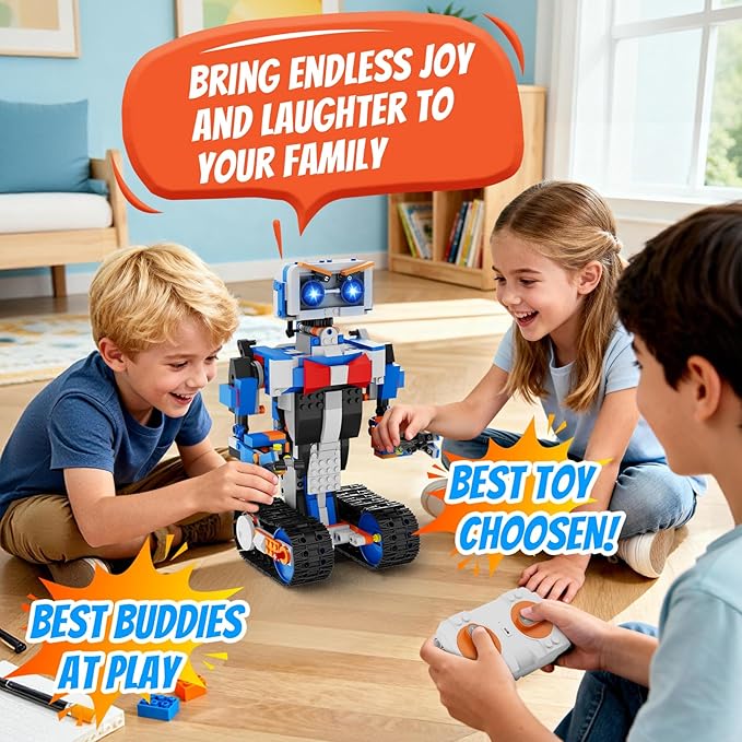 okk Robot Building Toys for Boys, STEM Projects for Kids Ages 6-12, Remote & APP Controlled Engineering Learning Educational Coding DIY Building Kit Rechargeable Robot Toy Gifts for Girls