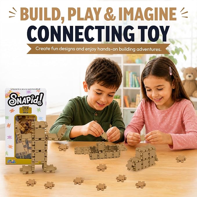 100 Piece Gold Snap Connecting Building Toy Set for Kids - Image 4