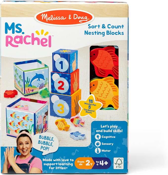 Melissa & Doug Ms. Rachel Sort & Count Nesting Wooden Blocks Toy - Image 3