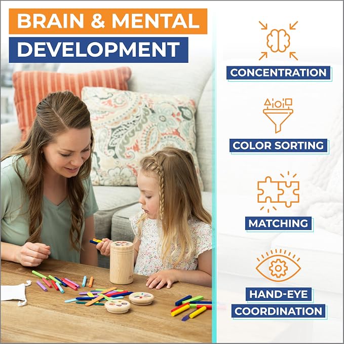 Montessori Toys Preschool, Wooden Color Sorting Toys & Fine Motor Skill Set - Image 7