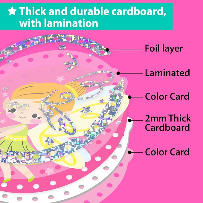 KRAFUN Princess Unicorn Holographic Lacing Cards Age 3+ | 10 Projects - Image 5