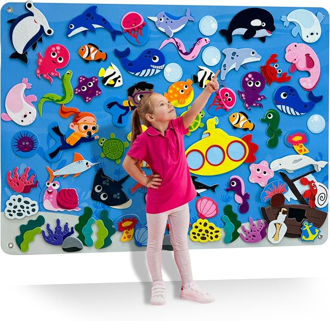 Quokka Ocean Felt Board for Toddlers 61 Pcs - Double-Thick Story Set by QUOKKA