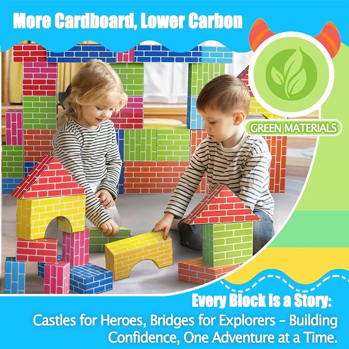48-Pack Cardboard Building Blocks for Kids: Heavy-Duty Jumbo Stacking Gifts - Image 2